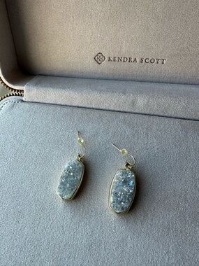 Kendra Scott Danay Gold Druzy Drop Earrings - Iridescent White